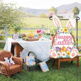 Easter Decorations Rabbit Garden Banner Double-Sided Printed Flag Bunny Yard Flags Bunting Outdoor House Yard Spring Seasonal Decoration Flower Egg