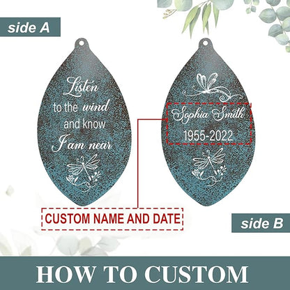 ASTARIN Personalized Name 35" Memorial Wind Chimes for Outside, Metal Sympathy Gifts for Loss of Mother Father Loved One, Bereavement Wind Chime in Memory Gift, Decor Garden Patio,Produced in USA