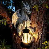 Garden Statues Tree Hugger Dragon - Halloween Dragon Statue Solar Lights Outdoor Patio Wall Decor,Christmas& Mothers Day&Birthday Gifts for Grandma Mom Women,Ideas Arts Crafts Waterproof Resin Lantern