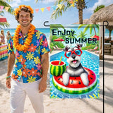 HOMETITUTE Hello Summer Garden Flag Schnauzer Dog 12X18 Inch Print Double Sided Cute Puppy Decorative Yard Flag Banner Poolside Patio Decor Banner Outside Seasonal Holiday Outdoor Decoration
