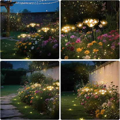 SRNPMIU Solar Lights Outdoor, Solar Firefly Swaying Light with Flower, Garden Decor Lights, IP65 Waterproof, 2 Lighting Modes, Yard Patio Pathway Decoration, Gifts for Women, Grandma (4Pack 24LED)