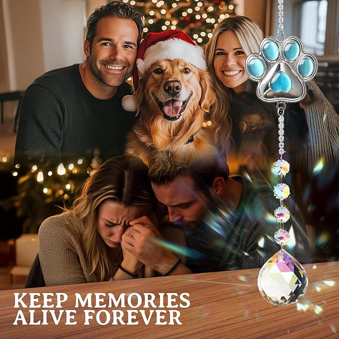 Dog Memorial Gifts for Loss of Dog, K9 Crystal Suncatcher Rainbow Maker Window Hanging Ornament for Pet Loss Sympathy Gift, Car Hanging Decoration, pet Christmas Ornament