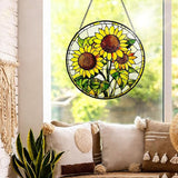Stained Glass Suncatchers for Windows, 8 in Hanging Sun Catchers Indoor Window, Mother's Day Birthday Gifts for Sunflower Lovers Women Men Mom