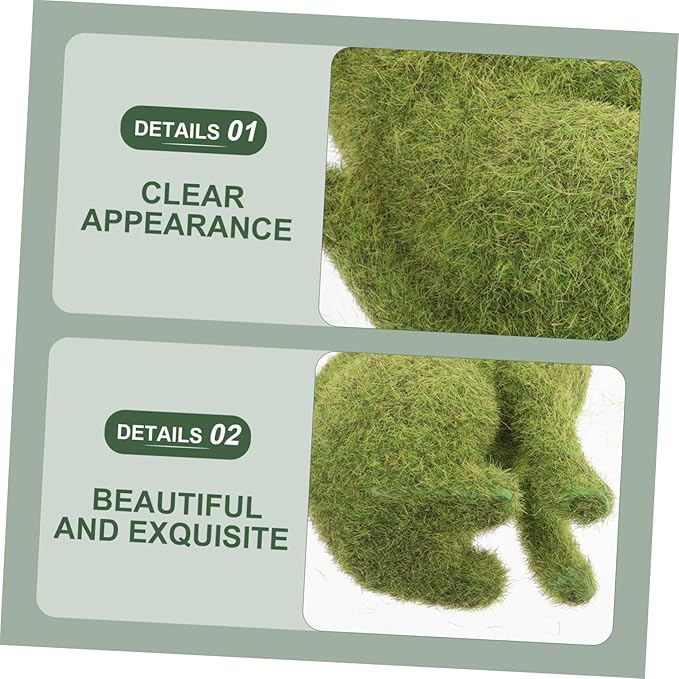 Yardwe Flocking Cat Figurine Decor Lifelike Green Flocking Kitten Statue for Outdoor Lawn Garden and Balcony Decoration Realistic Faux Moss Animal Ornament for Versatile Use