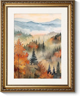 ARPEOTCY Vintage Gold Framed Wall Art, 13x16 inch Classical Fall Forest Autumn landscape Paintings, Canvas Prints Artwork with Antique Frame, Victorian Wall Picture Decor for Gallery Living Room