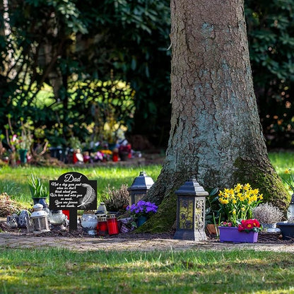 Roowest Cemetery Grave Decorations Acrylic Memorial Stakes Grave Stake Markers Sympathy Garden Plaque Waterproof Remembrance Sympathy Gift for Cemetery Graveside Outdoors Yard(Dad)