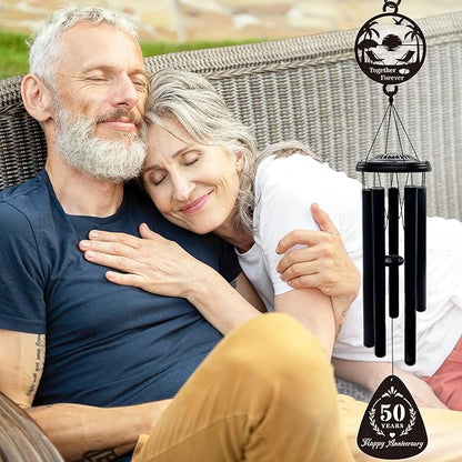 50th Anniversary Wedding Gifts for Couple,37" Golden Wedding Anniversary Wind Chimes, Unique 50 Years Marriage Keepsake for Parents Grandparents Wife Husband Friends(Beach Life)
