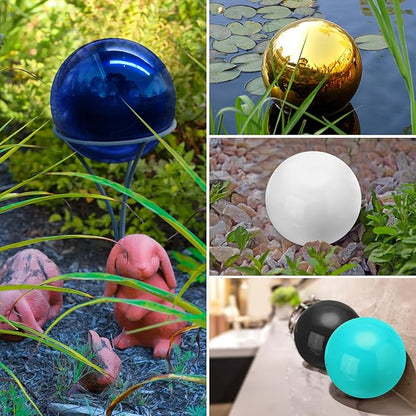 uxcell 2 Pcs Gazing Globe Decor Ball 3.5 Inch 90mm Reflective Garden Sphere Hollow Ball, Seamless Stainless Steel Gazing Ball, Smooth Mirror Globe for Garden Home Decor, Ruby Red