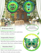Butterfly Wind Spinners Outdoor Garden Decor for Outside - 12 Inch 3D Stainless Steel Metal Wind Spinners - Butterfly Gardening Gifts for Women, Yard Decorations Outdoor Hanging Decor
