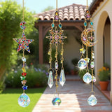 H&D HYALINE & DORA 3Pcs Sun Catchers with Crystals Glass Prisms Rhinestones Suncatcher Rainbow Maker Pendant Indoor Window Home Car Decor Gift(Star, Sun, Moon)
