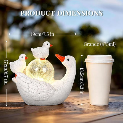 GIGALUMI Porch Goose Statue 6.7", Solar Garden Statues for Outside,Solar Goose Decor Outdoor,Animal Figurines,Porch Goose Statue for Porch Garden,Yard,Patio,Lawn and Birthday Gifts for Mom Women