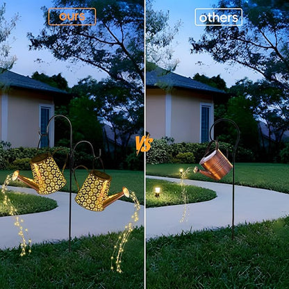 Mousike Solar Lights Outdoor Garden Decor, Large Hanging Lantern Waterproof Watering Can Landscape Lights Outside Decorations for Front Porch Lawn Driveway Patio Backyard Pathway (90LED 2Pack)