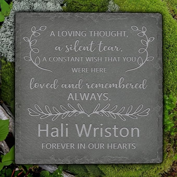 Personalized Memorial Stone Memorial Garden Stone - Sympathy Gifts for Loss of Dad, Mom or Loved One - Bereavement, Remembrance and Condolence Gift - Love and Remember Square