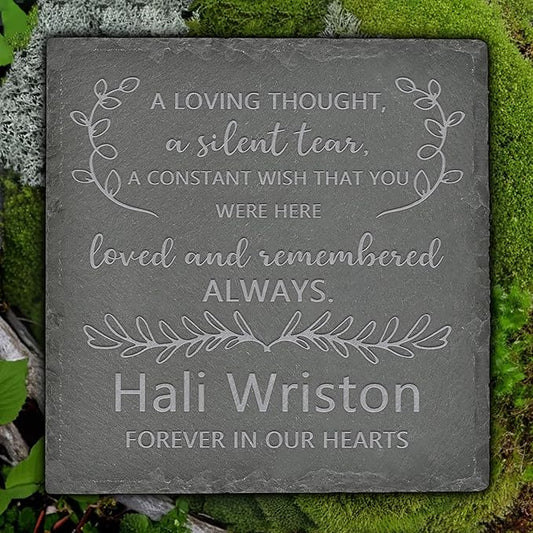 Personalized Memorial Stone Memorial Garden Stone - Sympathy Gifts for Loss of Dad, Mom or Loved One - Bereavement, Remembrance and Condolence Gift - Love and Remember Square