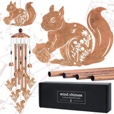 Squirrel Gifts Wind Chimes - Metal Hanging Windchime Outdoor Decoration for Garden Backyard Indoor Balcony Waterproof Christmas New Year Birthday Gift for Animal Lover Women Mom Grandma