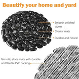 River Rock Stepping Stones Outdoor for Garden Walkway, 10 inch Diameter 6 Pcs Round Shape Paver Step Stones Polished Pebble River Stone Mat for Yard Lawn Patio Pathway Walk Way - Black