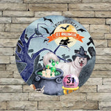 Retro Metal Sign 12"x12",Happy Halloween Scary Night Grave Witch Bats Trick Or Treat Dog Aluminum Tin Metal Sign for Home Living Room Bedroom Garden Farm Patio Decor Wall Art Poster