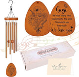 Mothers Day Gigi Gifts, Gigi Wind Chimes for Outside, Heartfelt Love Quote Floral Design Windchime for Home Garden Patio Yard Decor