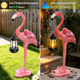 Flamingo Solar Garden Statue, 18.9 Inch Flamingo Figurine with Hanging Solar Lanterns, Outdoor Garden Decor Tropical Sculpture Statues for Patio Yard Porch, Birthday Gifts for Mom Women Mother's Day