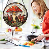 DASTOLL Stained Glass Window Hanging, Big Red Mushroom Suncatcher for Doors Home Sun Catchers Decoration and Christmas, Mother's Day Birthday Gifts for Women, Men, and Mom 6.3 in