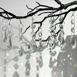 24pcs Crystal Sun Catcher, 38mm+15mm Hanging Clear Teardrops Crystals Chandelier Parts Prisms Pendants with Hook for Windows Lamps and Lanterns Party Decorations Home Decor (Clear Eardrop & Icicle)