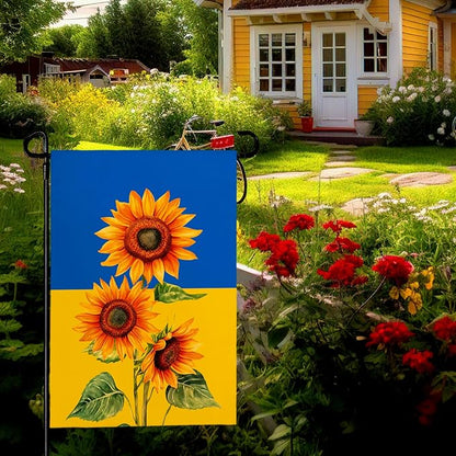 Ukraine Sunflower Garden Flag 12x18 Inch Double Sided Seasonal Fall Yard Flag Blue and Yellow Floral Outdoor Decor for Lawn Patio Garden Durable Welcome Autumn House Banner