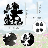 Ecqizer Bunny Garden Statues Metal Rabbit Yard Art Outdoor Clearance Black Rabbit Decor Silhouett Animals Stake Garden Decorations Outdoor Garden Statue for Lawn and Yard Decor Ornaments