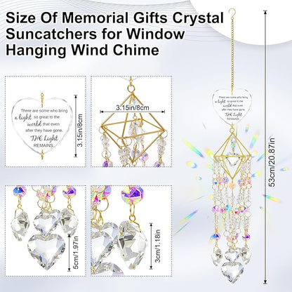 AceOrbit Memorial Gifts Crystal Suncatchers for Window Hanging Wind Chime Garden Suncatchers Rainbow Decor Sympathy Gifts for Loss of Family, Loved Ones, Funerals, Bereavement, Remembrance