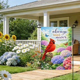 IVN Spring Summer Garden Flag 12x18 Inch Double Sided Burlap Red Cardinal Hydrangea Garden Quote Design Small Outdoor Yard Flag Holiday for Porch Lawn Patio Decor