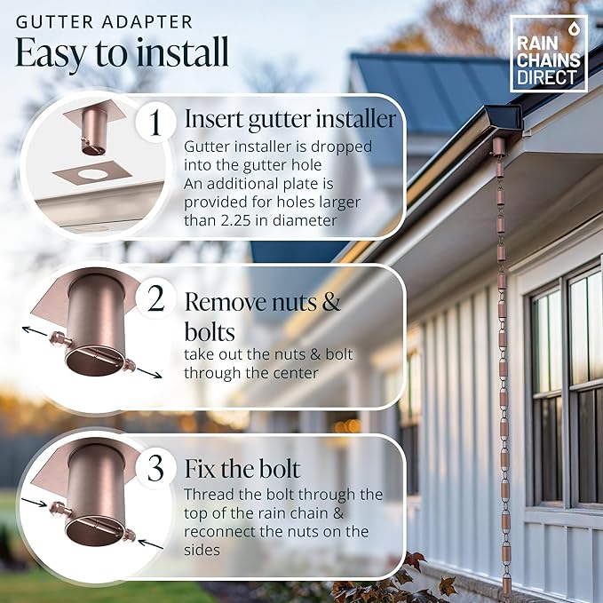 Rain Chains Direct - Rain Chain Gutter Adapter/Installer in Pure Copper