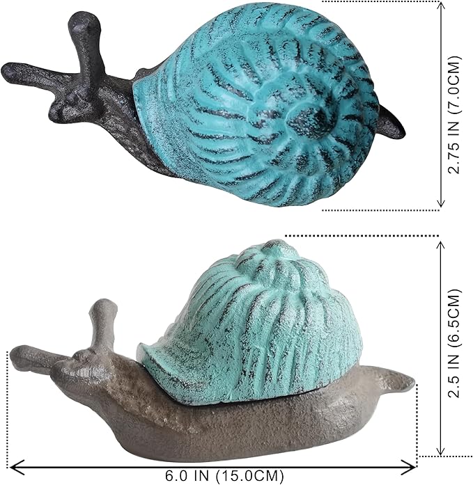 Snail Key Hiders Outside - Spare Key Hider - Hidden Key Holder for Outside, Garden Snail Statues Key Box (Vintage Blue)