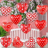 12 Pcs 12 Inch Valentine's Day Inflatable Heart Outdoor Decorations Large Valentine Heart Inflatable Hanging Ornaments PVC Love Outdoor Yard Decor for Wedding Anniversary