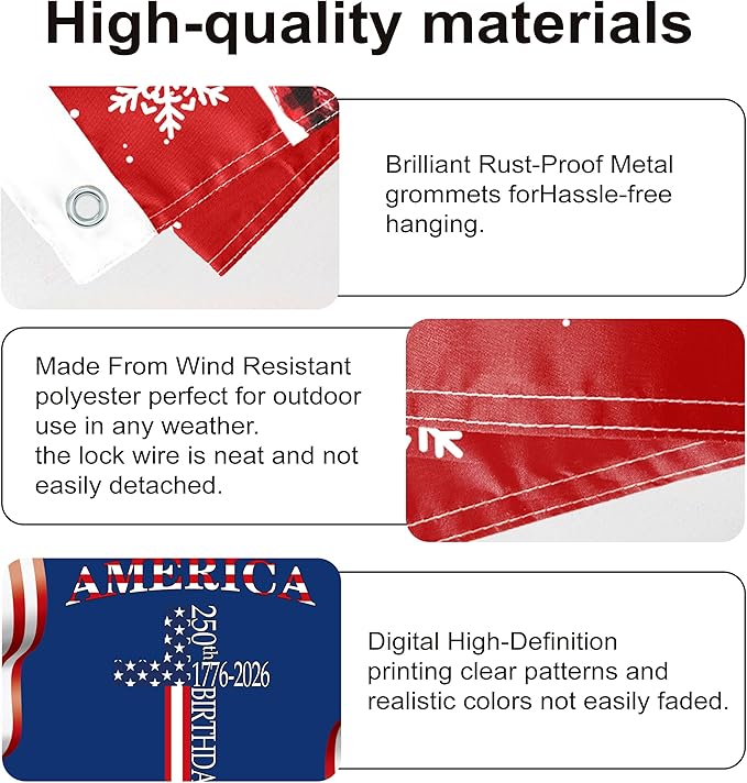 250 Anniversary USA Flag 3x5 Ft 2 Sided 3 Layers 250th Anniversary Flag We The People 1776-2026 250 Years Birthday Patriotic Decor for Outdoor Front Door Porch Wall (F)