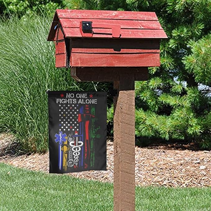 No One Fights Alone Garden Flag Double Sided Vertical 12×18 Inch Banners Double Sided For Lawn Patio Yard Garden Home Outdoor Decor