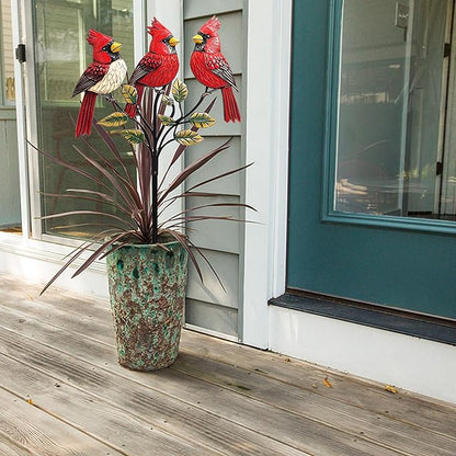 Cardinal Garden Stake, Metal Red Bird Outdoor Decor, Large Cardinal Statue for Yard, Patio, and Garden(Cardinals)
