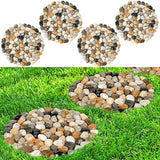 River Rock Stepping Stones Outdoor for Garden Walkway, 12 inch Diameter 4 Pcs Round Shape Paver Step Stones Polished Pebble River Stone Mat for Yard Lawn Patio Pathway Walk Way - Multi-color