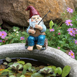 TERESA'S COLLECTIONS Resin Outdoor Statues for Garden Decor, Garden Gnome with Fishing Pole Funny Decorations for Outside, Yard Gnome Decor for Patio Lawn Ornaments, Ideal Gift for Women and Man, 6"