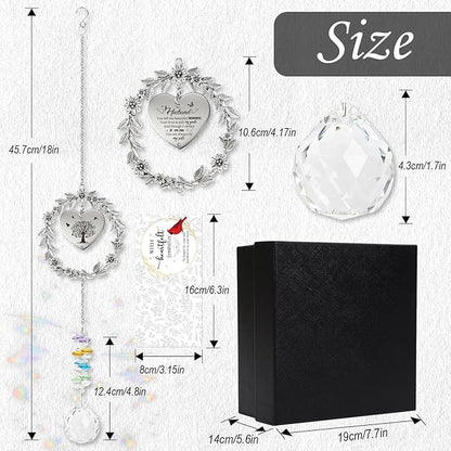 Rngmsi Memorial Gifts for Loss of Husband, Crystal Suncatcher Sympathy Gifts Ornament, Loss of Husband Bereavement Passing Away Sympathy Windows Hanging Remembrance Ornaments