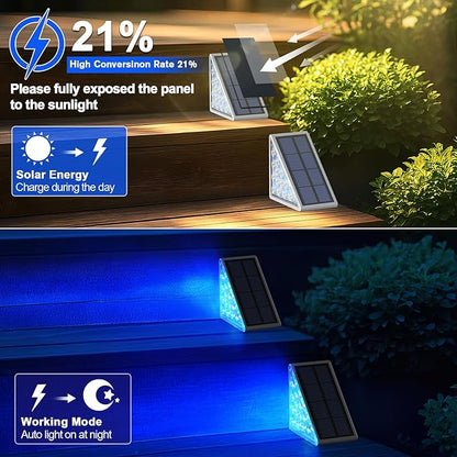 AUDLES 8 Pack Solar Stair Lights, Outdoor Step Lights with Waterproof IP67, Blue Color LED Solar Light for Outside Light Decor for Stair, Deck, Front Step, Front Porch, Patio and Backyard