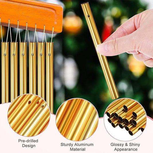 M METERXITY 20-Pack Wind Chime Tubes, Aluminum Wind Chime Empty Tubes, Metal Wind Bell for Adults Arts and Crafts/DIY Home Garden Outdoor Hanging Decorations [1x13cm, Gold]