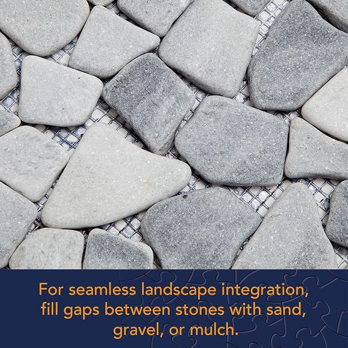 Bits and Pieces - Stepping Stones Outdoor Walkway - 12" Square Marble Landscaping Decorative Stepping Stones - Set of Three (3) - Backyard Decor Garden Pavers for Outside Walkway