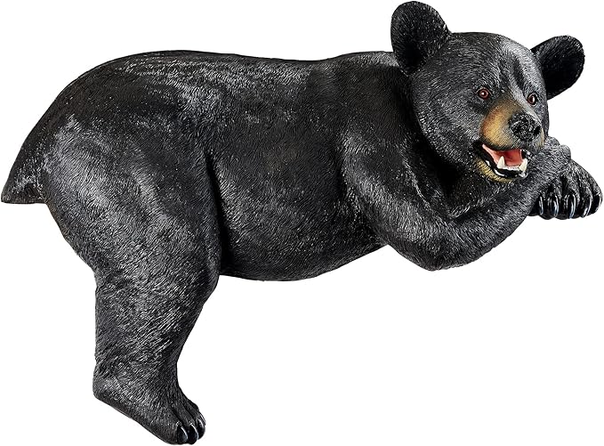 Design Toscano Lemont the Lovable Lounger Climbing Black Bear Roof Mount Outdoor Garden Statue, 34 Inch Long, Cast Stone Resin, Woodland Black Finish