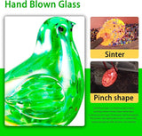 Solar Bird Garden Stake Lights - Hand Blown Glass Decorative Garden Pathway Lights Outdoor Waterproof Bird Glass Stakes (Green)