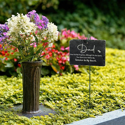 Roowest Dad Grave Decoration for Cemetery Memorial Stone Plaque Sympathy Cemetery Markers Hanging Garden Markers Stainless Steel Rod for Garden Lawn Yard Funeral