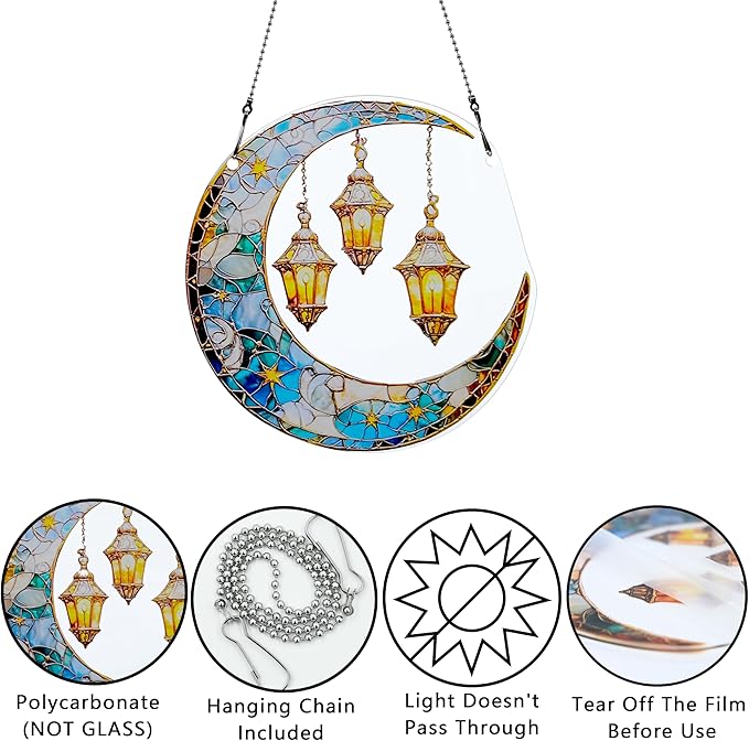 Moon Ornaments Colorful Window Hanging Decorations Home Wall Decor for Indoor Outdoor