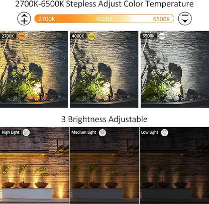 CLY Solar Landscape Spotlights, Solar Landscape Lights Outdoor IP66 Waterproof, Remote Control 2Modes 3Brightness Adjustable 2700-6500K Auto On/Off 14M Cable for Garden Pathway Trees Flag 4 in 1