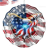 American Flag Wind Spinner 12 Inch - 3D Patriotic Eagle & Christian Cross Outdoor Decor, Stainless Steel Hanging Yard Spinner, Gift for 4th of July, Veterans, Mom, Dad, Home & Garden