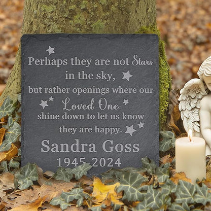 Memorial Garden Stone, Memorial Stone, Personalized Memorial Gifts, Sympathy Gifts for Loss of Loved One, Bereavement Gifts for Loss of Father Mother - Let Us Know They are Happy - Square