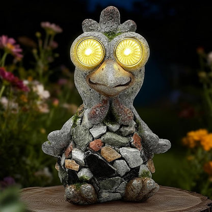 Outdoor Decor Chicken Statue, Garden Statue Solar Chicken Figurine for Lawn Porch Garden Yard Patio and Birthday Gift for Women
