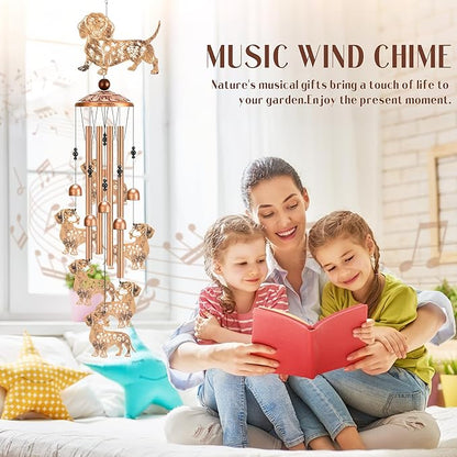 Dachshund Gifts Wind Chimes - Dog Decor Metal Windchimes Outdoors Decoration for Garden Patio Balcony Porch Christmas New Year Birthday Gift for Animal Lover Women Mother Father Grandma Wife